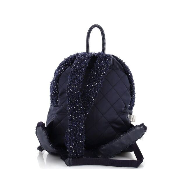Chanel Astronaut Essentials Backpack Quilted Nylon with Tweed Medium Blue - Picture 3 of 7